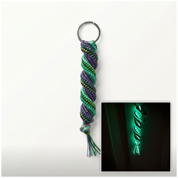 Purple and Green Braided Keychain - Picture 4 of 4